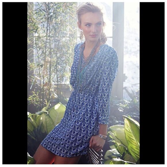 Anthropologie Maeve Galen geometric print gathered waist dress - size medium - Picture 1 of 11